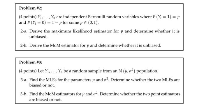 Solved Problem \#2: (4 Points) Y1,…,Yn Are Independent | Chegg.com