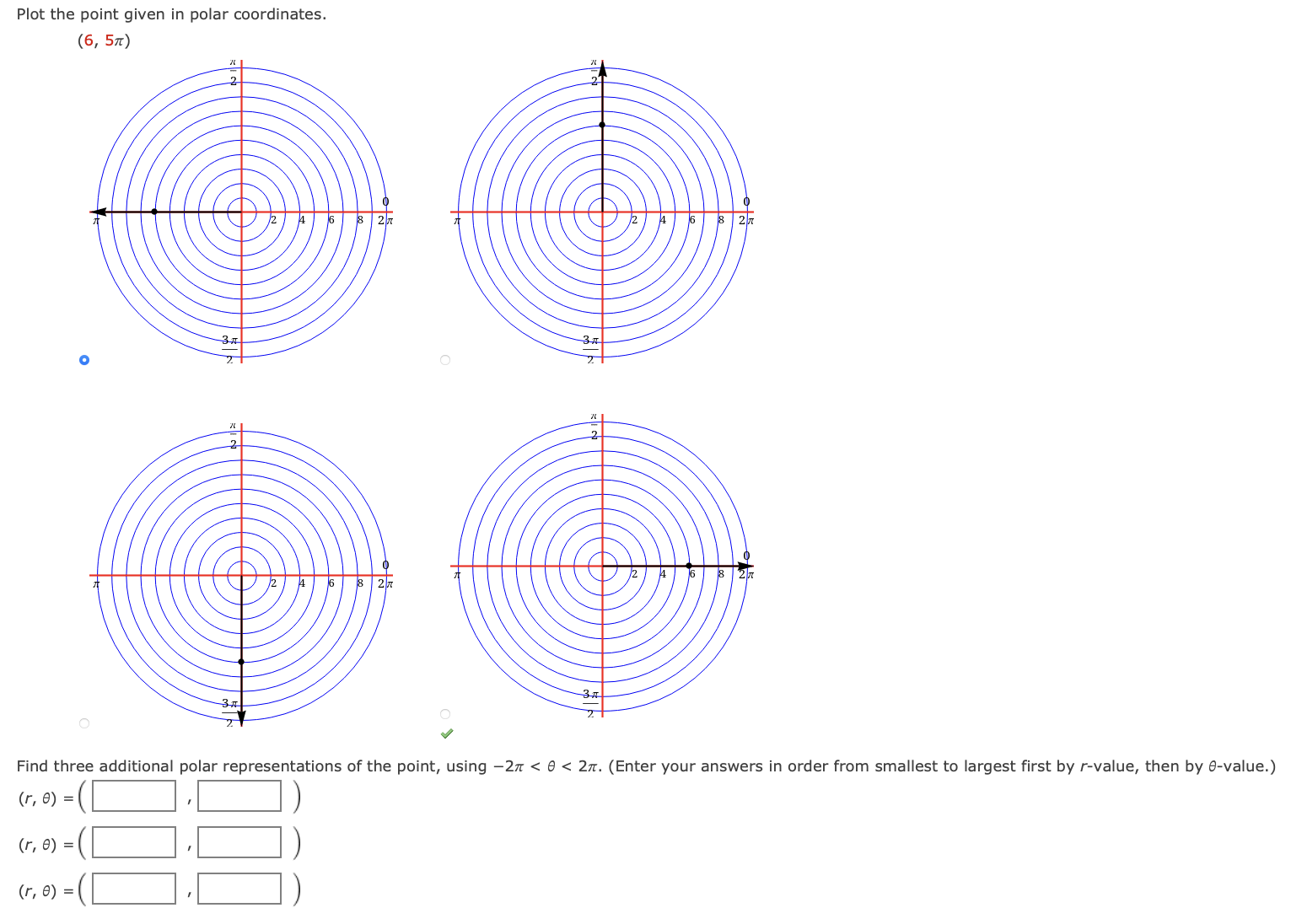 Solved Plot the point given in polar coordinates.(6,5π)Find | Chegg.com