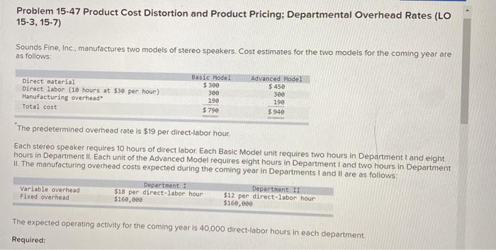 Solved Problem 15-47 Product Cost Distortion and Product | Chegg.com
