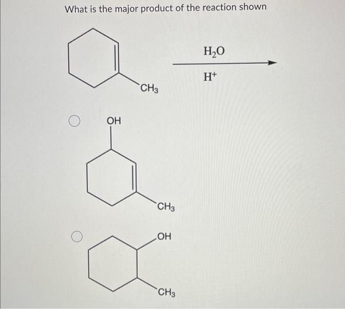 What is the major product of the reaction shown
??
CH3
CH3
OH
-CH3
H2O
H+