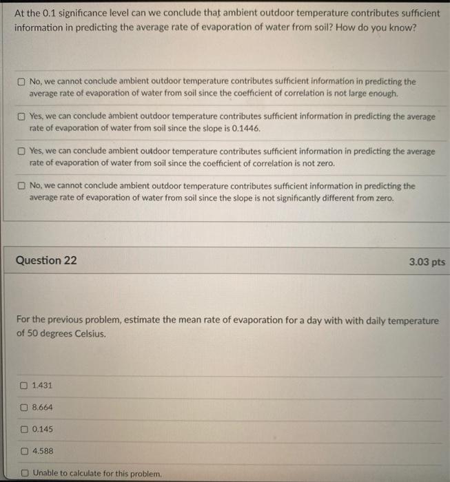 Solved In a study to model the rate of evaporation of water | Chegg.com