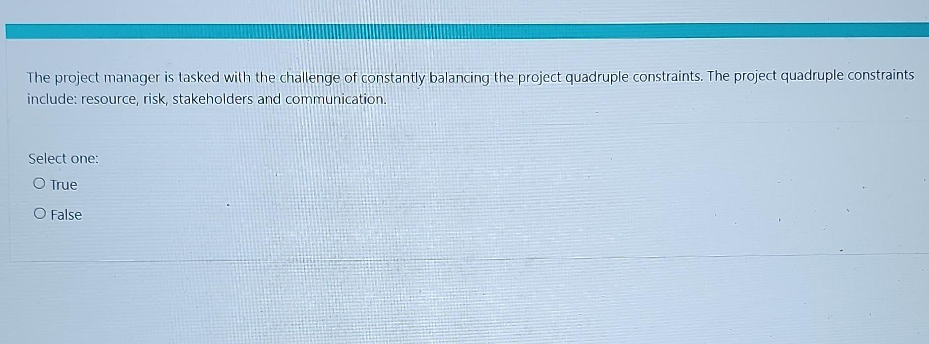 Solved The project manager is tasked with the challenge of | Chegg.com