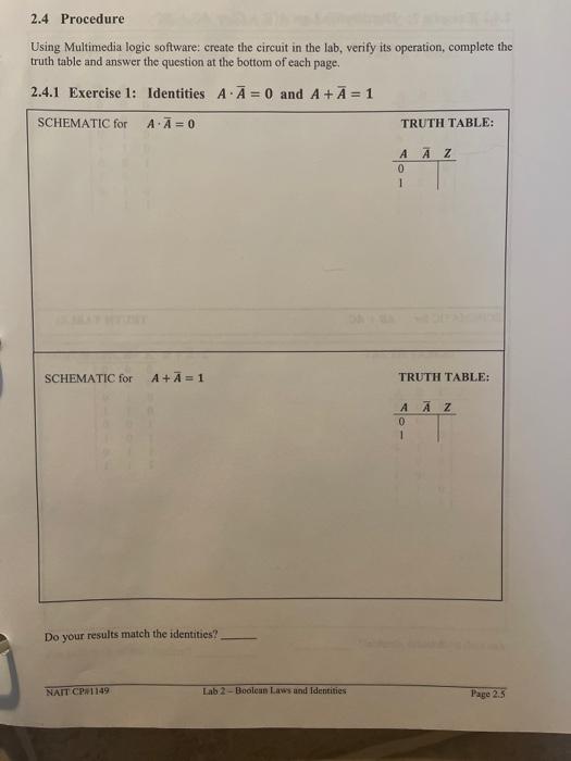 Solved 2.4 Procedure Using Multimedia logic software: create | Chegg.com