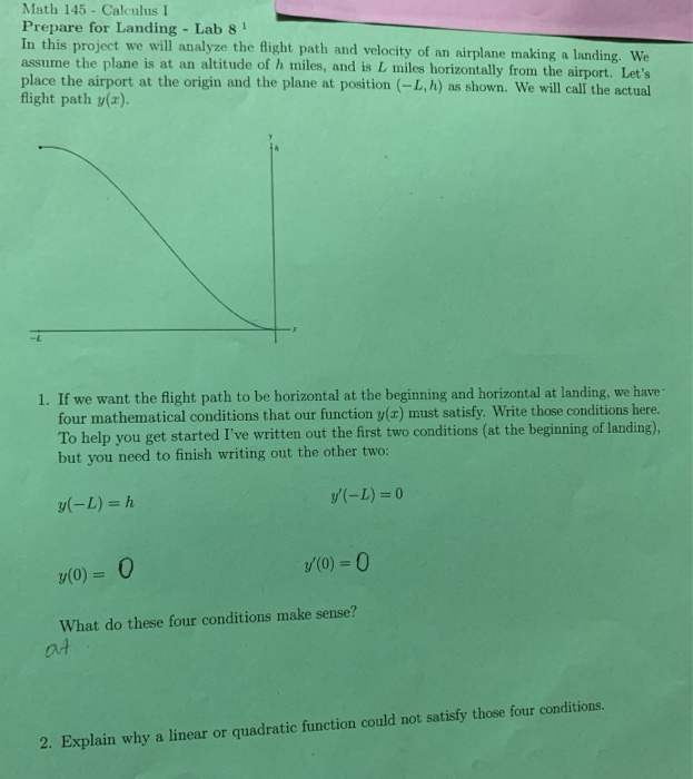 Landing Math Lab Solved Math 145 - Calculus I Prepare for Landing - Lab 81 In | Chegg.com