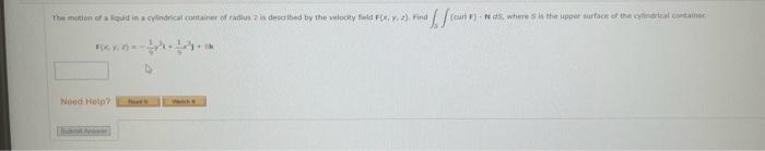 Solved The motion of a liquid in a cylindrical container of | Chegg.com