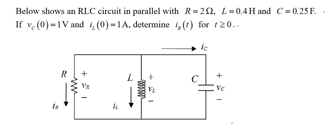 Solved Below shows an RLC circuit in parallel with | Chegg.com