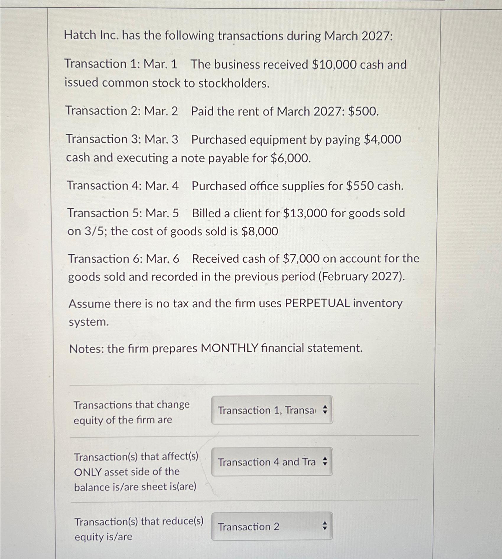 Solved Hatch Inc. has the following transactions during | Chegg.com