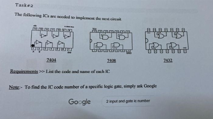 Solved Task#2 The following ICs are needed to implement the | Chegg.com