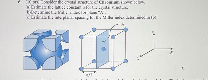 Solved 6. (10 pts) Consider the crystal structure of | Chegg.com