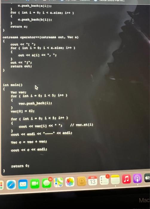 [Solved] c++ 1. (5 points) Class Vec Here is a checklist f