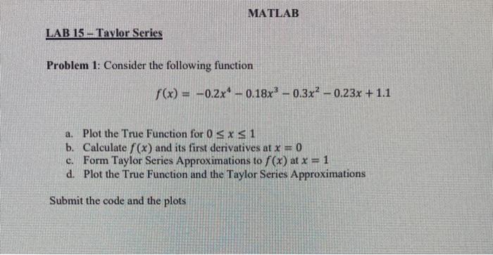 Solved Problem 1: Consider the following function | Chegg.com