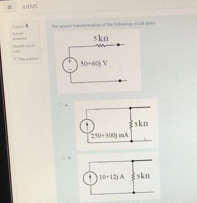 Solved The source transformation of the following circuit | Chegg.com