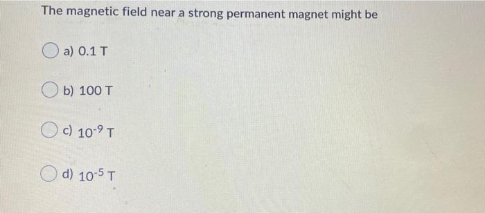 Solved The magnetic field near a strong permanent magnet | Chegg.com
