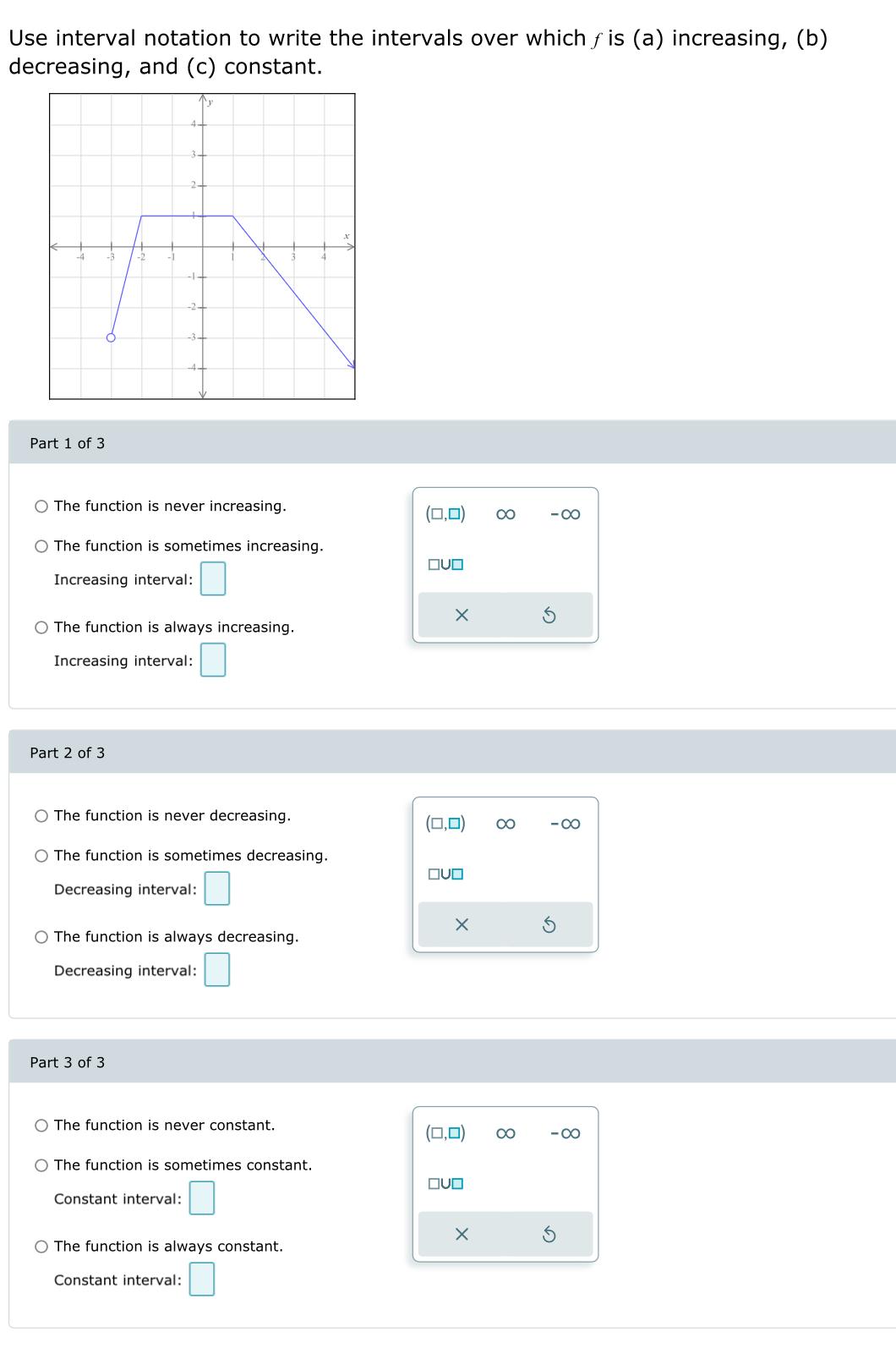 Solved Use interval notation to write the intervals over | Chegg.com