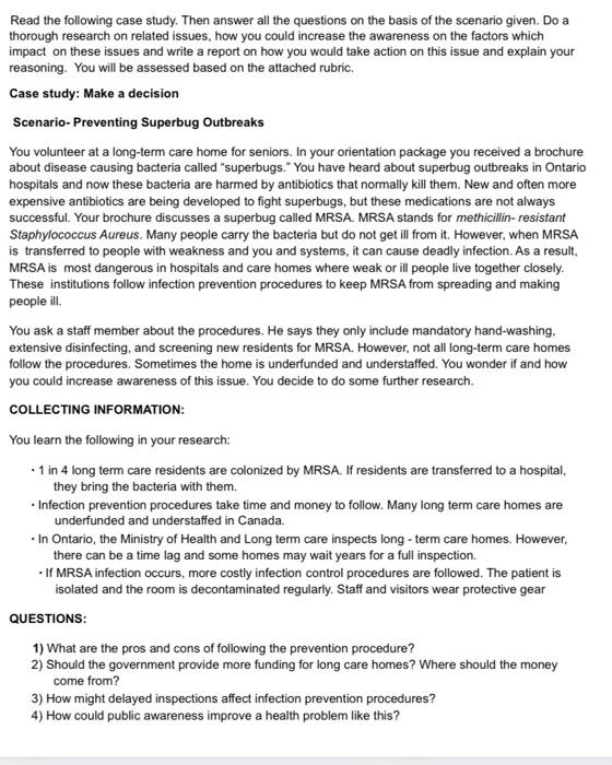 Solved Read the following case study. Then answer all the | Chegg.com