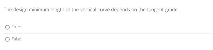 Solved The design minimum length of the vertical curve | Chegg.com