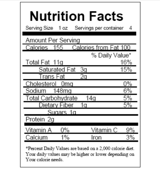 Solved please answer the question based on the nutrition | Chegg.com