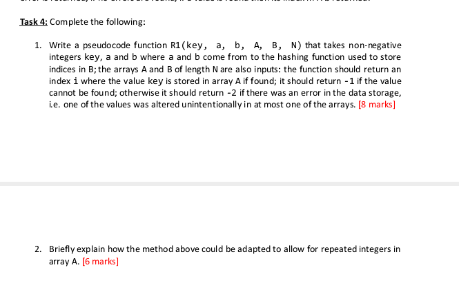 Solved Task 4 Complete The Following 1 Write A Pseudocode