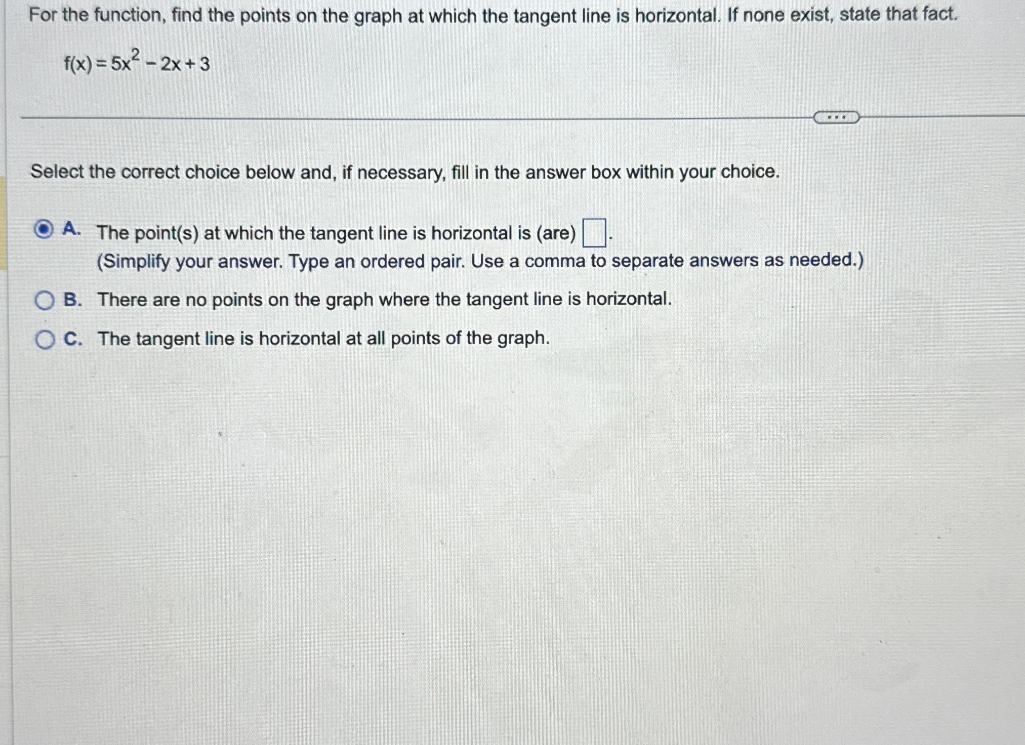 Solved For the function, find the points on the graph at | Chegg.com