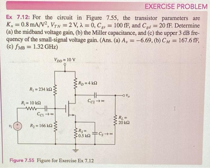 Solved EXERCISE PROBLEM = Ex 7.12: For the circuit in Figure | Chegg.com