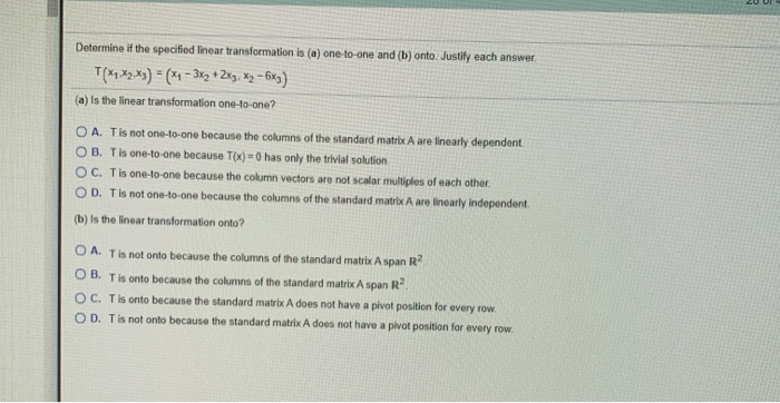 Solved Determine if the specified linear transformation is | Chegg.com