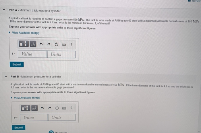 Solved Thin-Walled Pressure Vessels Learning Goal: To Use | Chegg.com