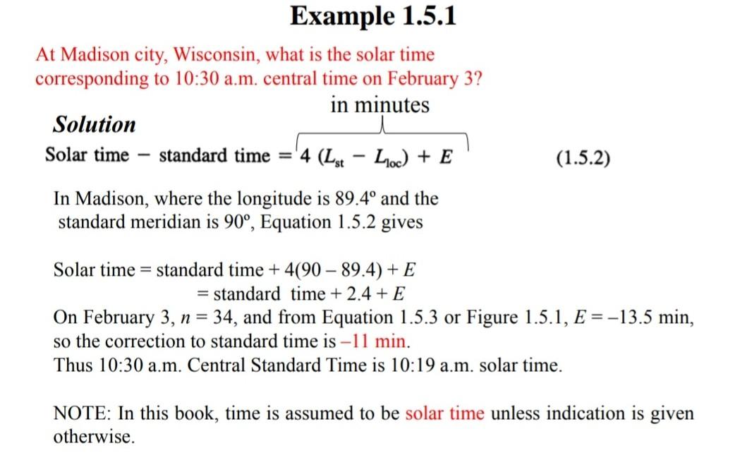 Solved Example 1.5.1 At Madison city, Wisconsin, what is the