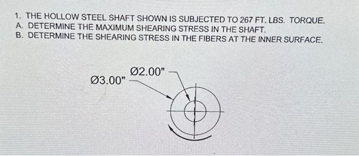 Solved The Hollow Steel Shaft Shown Is Subjected To Chegg Com