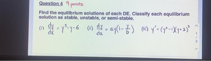 Solved Question 4 9 points Find the equilibrium solutions of | Chegg.com
