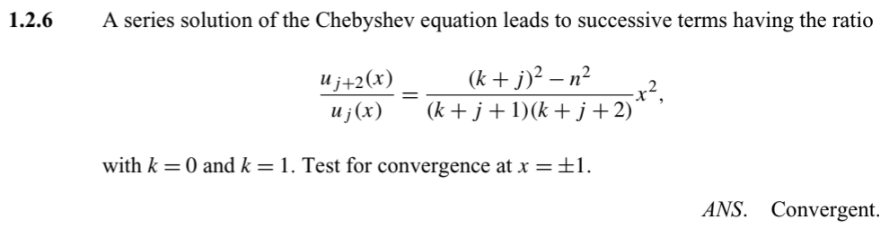 Solved 1.2.6 ﻿A series solution of the Chebyshev equation | Chegg.com