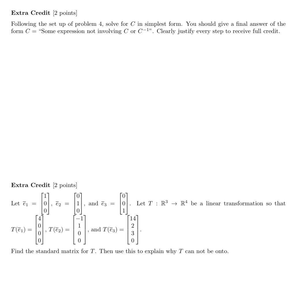 Solved Extra Credit [2 ﻿points]Following the set up of | Chegg.com