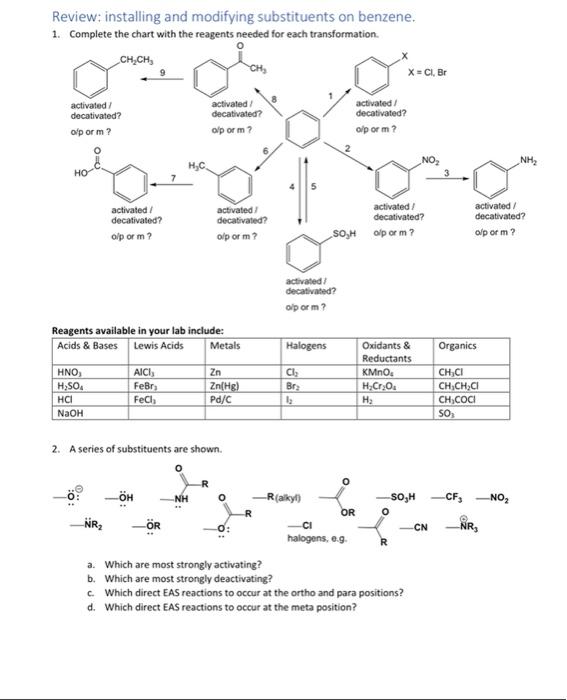 Solved Review: installing and modifying substituents on | Chegg.com