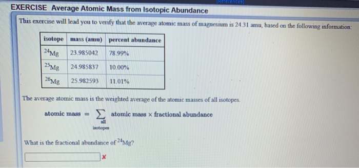 Solved TRICIONES EXERCISE Average Atomic Mass from Isotopic | Chegg.com