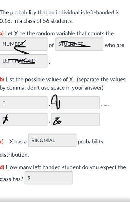 Solved The probability that an individual is left-handed is | Chegg.com