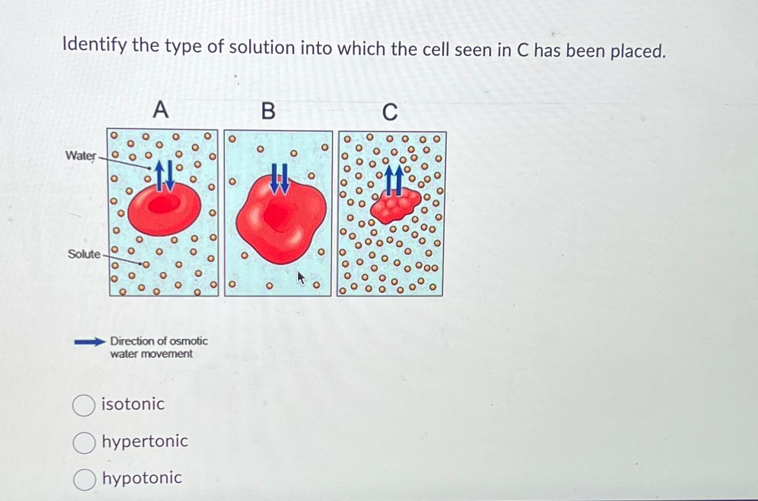 Solved Identify the type of solution into which the cell | Chegg.com