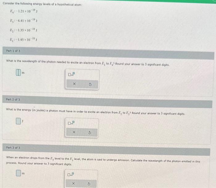 Solved Consider the following energy levels of a | Chegg.com