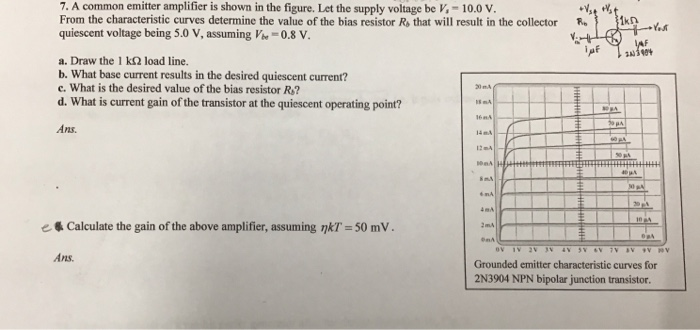 Solved 7. A common emitter amplifier is shown in the figure. | Chegg.com