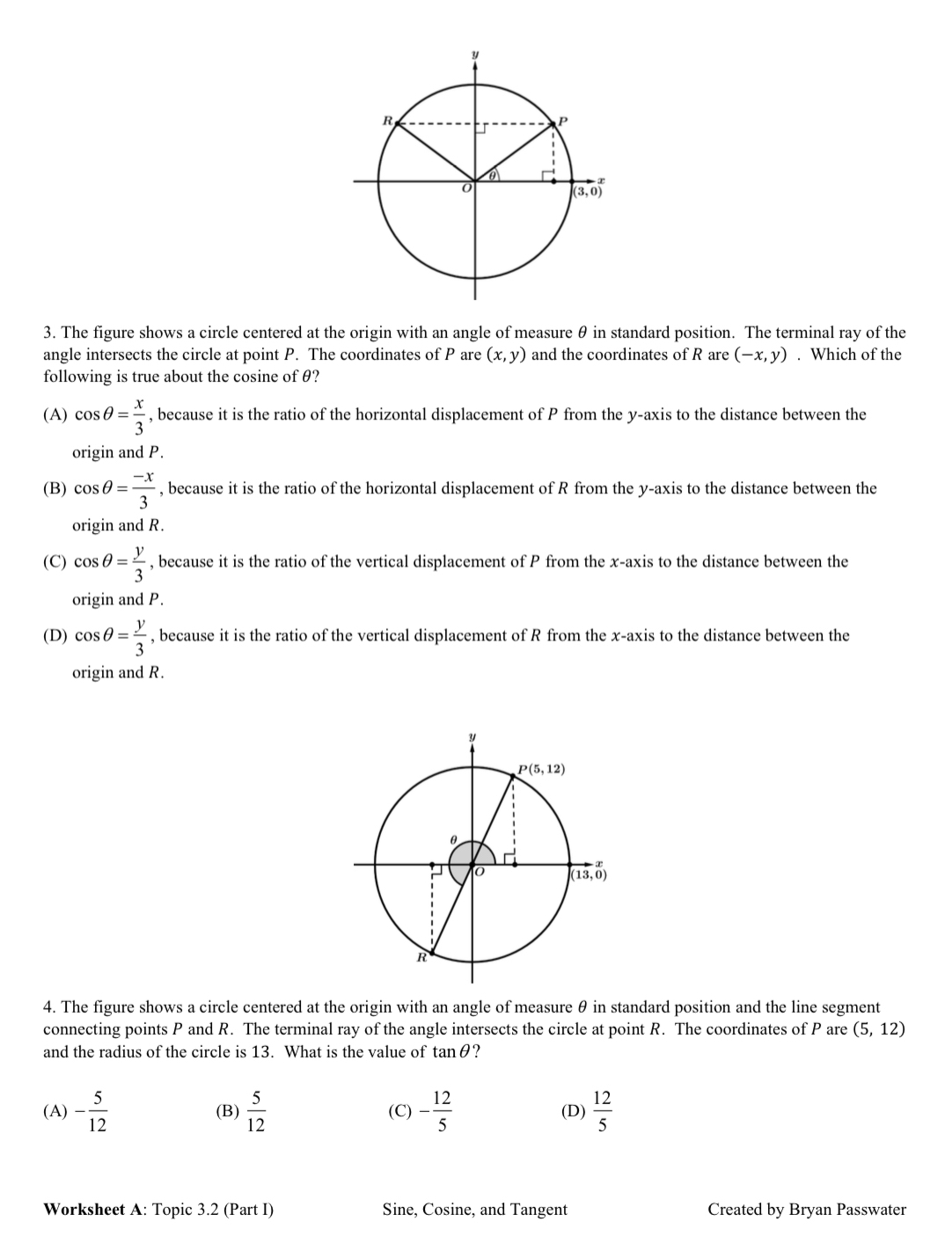 Solved The figure shows a circle centered at the origin with | Chegg.com