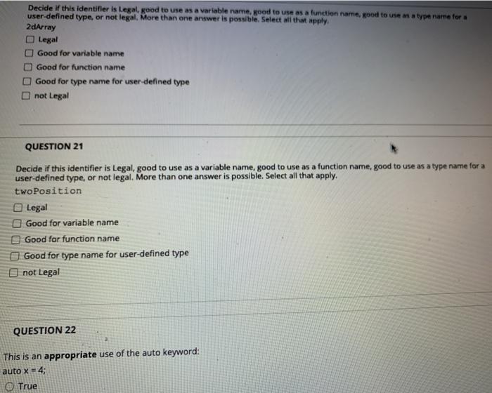 Solved Decide If This Identifier Is Legal, Good To Use As A | Chegg.Com