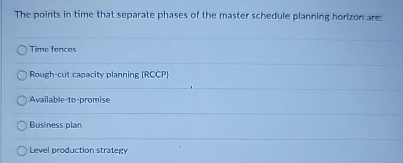 Solved The points in time that separate phases of the master | Chegg.com