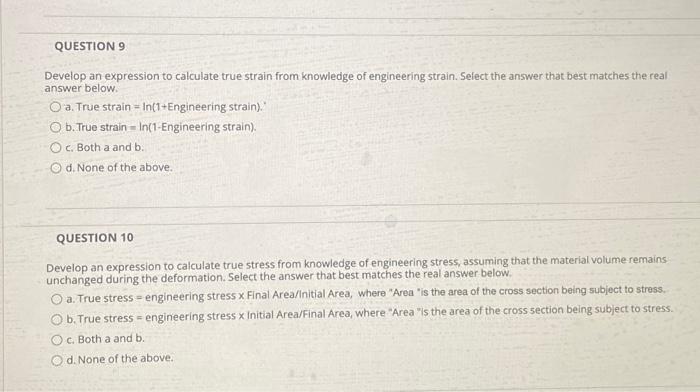 Solved QUESTION 9 Develop an expression to calculate true | Chegg.com