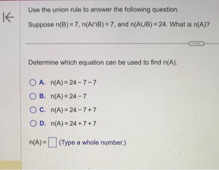 Solved Use the union rule to answer the following question. | Chegg.com