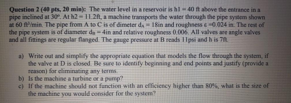 Solved Question 2 (40 pts, 20 min): The water level in a | Chegg.com