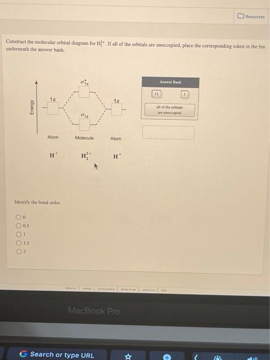 Solved Resources Construct the molecular orbital diagram for | Chegg.com