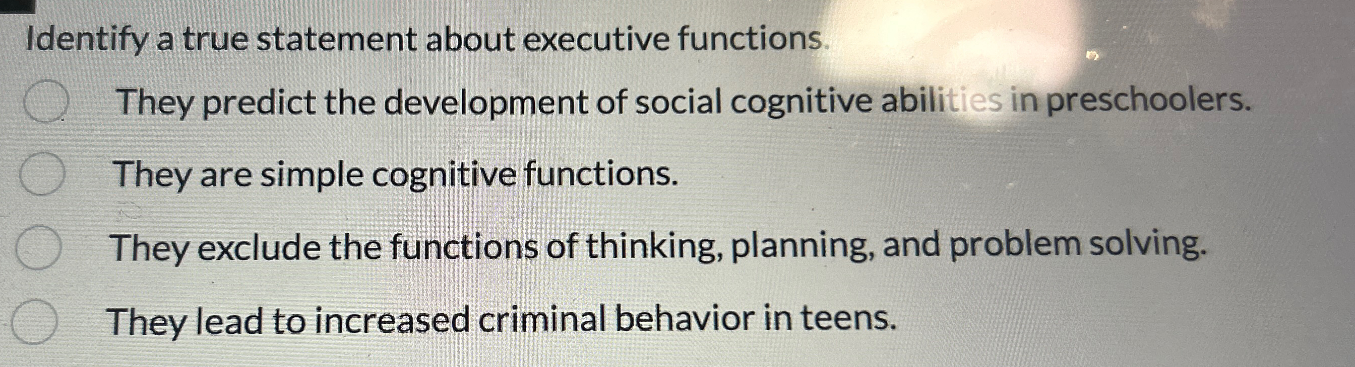 Solved Identify a true statement about executive | Chegg.com