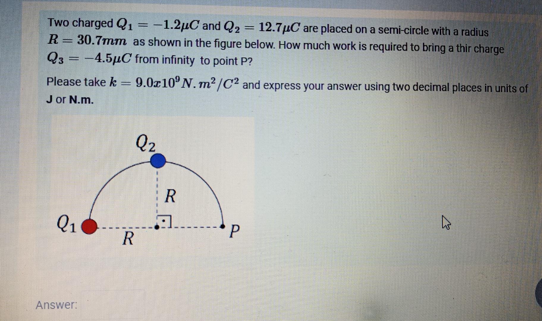 Solved Two charged Q1 = -1.24C and Q2 12.7°C are placed on a | Chegg.com