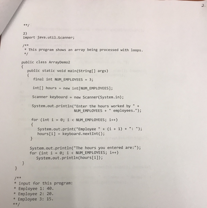 Solved **/ 2) import java.util.Scanner; * This program shows | Chegg.com