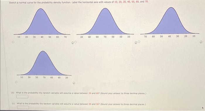 (b) What is the probablity the random variatie will astume a value between 20 and co? (ibound your answer to three decimal pl