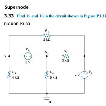 Solved 3.33 Find V1 and V2 in the circuit shown in Figure | Chegg.com