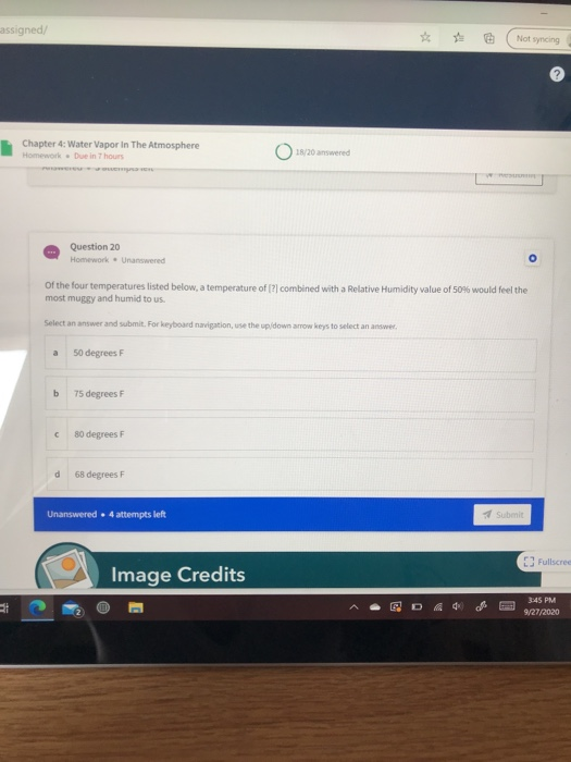 Solved assigned Not syncing Chapter 4: Water Vapor In The | Chegg.com